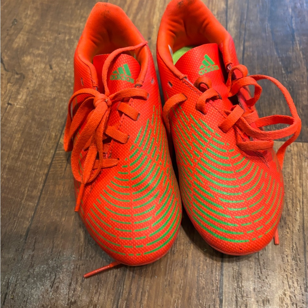 Adidas Kids' Vibrant Orange and Green Soccer Cleats